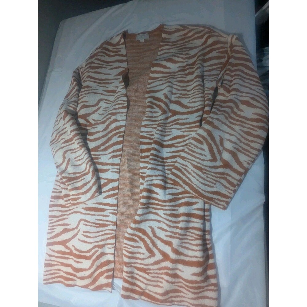 ann taylor LOFT womens animal print cardigan sweater size L
